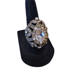 Heidi Daus Gold and Clear Crystal Ring